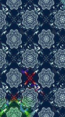 Çiçek ve yapraklı çiçek deseni. Küçük çiçekli şirin bir desen. Raster illüstrasyonu.