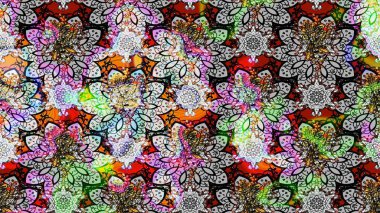 Raster deseni. Çiçekli çiçek deseni, suluboya. Süslü kumaş deseni.