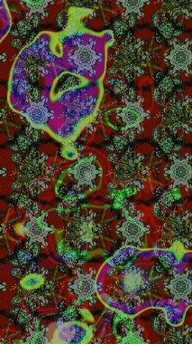 Ultraviyole kumaş deseni. Çizim kalıbı. Organik motif arka planı. Raster illüstrasyonu.