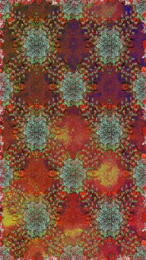 Raster illüstrasyonu. Çiçekli, pürüzsüz bir desen. Raster çiçekleri klasik tarzda çizilmiş. Yumuşak, bahar çiçekleri kahverengi renklerde.