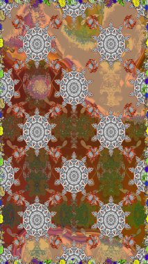 Raster Şirin kumaş deseni. Renkli Bahar Temalı Kusursuz Arkaplan. Kusursuz bir mahsul. Düz Çiçek Elementleri Tasarımı.