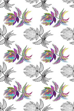 Çiçekli karalama şeklinde Raster çiçek deseni. Hoş renklerde çiçekler. Nazik, narin çiçek arkaplanı.