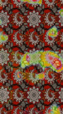 Elle çizilmiş çiçek desenli Raster çizimi. Çocuksu tasarım. Gri ve kahverengi arka planda. Tekstil, kumaş, ambalaj, hatıra defteri için güzel çiçek arkaplanı..