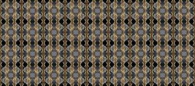 Kusursuz altın desen. Gri, kahverengi ve siyah renklerde altın elementlerle kusursuz desen. Raster doğulu süsü.