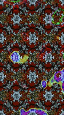 Gömlek, arka plan modelini çiz. Tropik çiçekler. Kahverengi ve kırmızı renkte çiçekler.