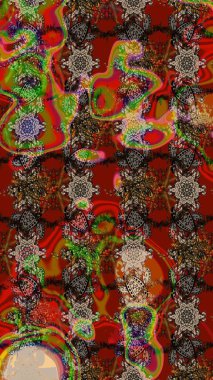 Çiçekli yumuşak bir eskiz şekli. Raster çiçekleri klasik tarzda çizilmiş. Kahverengi, kırmızı ve bej renklerde bahar çiçekleri. Raster illüstrasyonu.