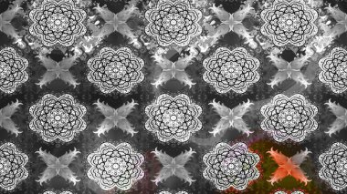 Asya tekstil tarzında. Raster illüstrasyonu. Çiçek desenli çizim. Düz Çiçek Elementleri Tasarımı. Tarafsız ve gri renklerde çiçekler. Renkli Bahar Teması çizim şablonu.