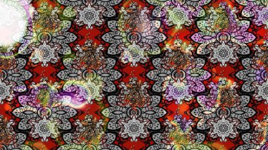 Gri ve siyah renklerde. Taslak dekoratif arka plan, çiçek mandala. Raster illüstrasyonu. Çiçek..