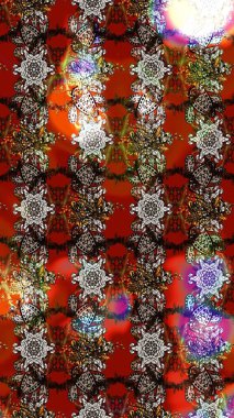 Kahverengi, kırmızı ve gri renkte çiçek çizimi. Çiçek deseni. Çiçekler kahverengi, kırmızı ve gri renklerde. Şatafatlı bahar bahçesi dokusu. Raster illüstrasyonu.