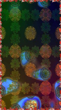 Kusursuz dekoratif arka plan, çiçek mandala. Raster illüstrasyonu. Çiçek. Kahverengi ve gri renklerde.