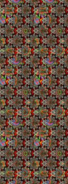 El çizimi çiçekli soyut çizim kalıbı. Gri ve siyah renkli çiçekler. Raster illüstrasyonu.