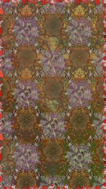 Tekstil için figür. Şirin, zarif çiçekler Raster illüstrasyonu. Davetiye ve kartpostal tasarımı için dekoratif çiçek unsurları. Yapraklı kusursuz desen. Poster veya kapak için arkaplan.