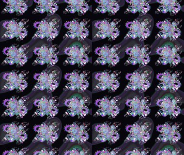 Renkli Bahar Teması eskiz kalıbı. Raster illüstrasyonundaki çiçek desenli çizim. Düz Çiçek Elementleri Tasarımı. Süslü kumaş deseni.