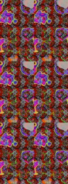 Renkli Yaz Temalı eskiz kalıbı. Gri ve kırmızı renkte çiçekler. Çiçekli eskiz çizimi. Düz Çiçek Elementleri Tasarımı.