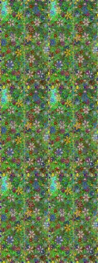 Raster illüstrasyonu. Çiçekli tebrik kartı. Doğum günü kartı ya da düğün davetiyesi. Yeşil ve kahverengi renklerde. Suluboya çiçek buketi. Çiçek arka planı.