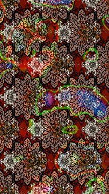 Kahverengi ve siyah renkli güzel çiçekli eskiz deseni, suluboya çiçek deseni, duvar kağıdı, kart veya kumaş için fayanslı. Raster..