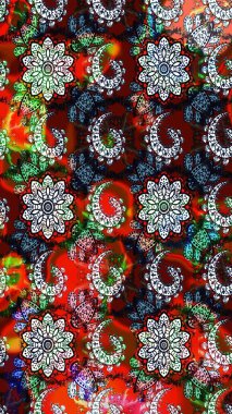 Suluboya tarzında siyah ve kırmızı renklerde. Küçük çiçekli yay deseni çiz. Raster illüstrasyonu.