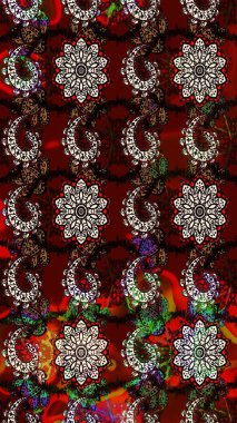 Kahverengi ve siyah renkli güzel bir tekstil. Suluboya çiçekli çiçek deseni. Raster illüstrasyonu.