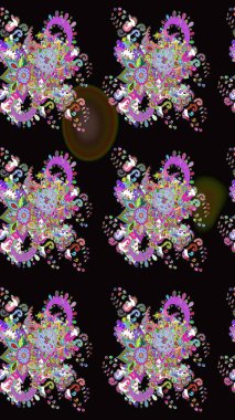 Klasik çiçek tasarımı elementleri. Siyah ve nötr kıvırcık çiçekler siyah ve nötr renklerde şekillenir. Raster illüstrasyonu.