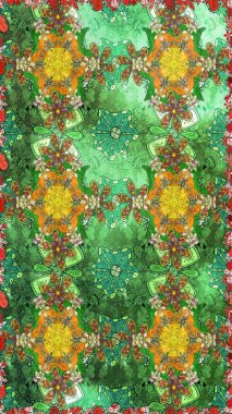 Suluboya, elle çizilmiş. Raster hisseleri. Eskiz arkaplan modeli. Yeşilde çiçekler.