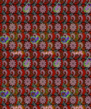 Küçük çiçekteki sevimli çiçek deseni. Kahverengi ve kırmızı renkte çiçekler.