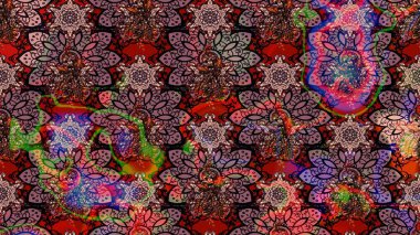 Düz Çiçek Elementleri Tasarımı. Güzel kumaş deseni. Renkli Bahar Teması eskiz kalıbı. Raster illüstrasyonunda çiçek deseni çizimi.