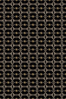 Raster illüstrasyonu. Siyah, bej ve kahverengi renklerde, altın elementlerle klasik, pürüzsüz desen..