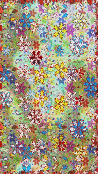 Düz Çiçek Elementleri Tasarımı. Renkli Bahar Temalı Kusursuz Arkaplan. Sevimli çiçek raster deseni. Tarafsız ve yeşil renkte çiçekler.