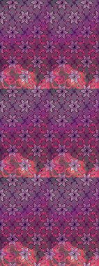 Raster illüstrasyonundaki çiçek desenli çizim. Mor ve pembe renkte çiçekler.