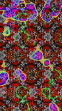 Gri ve kırmızı renklerde. Raster illüstrasyonu. Güzel kumaş deseni. Raster illüstrasyonunda çiçek deseni çizimi.