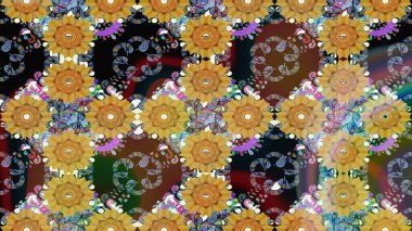 Kahverengi renkte kahverengi papatya deseni. Raster illüstrasyonu. Kahverengi renklerde.