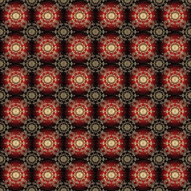 Raster Golden Mehndi eskiz kalıbı. Kına dövmeli süs çiçekleri, altın çıkartmalar, mehndi ve yoga tasarımı, kartlar ve parmak izleri. Kahverengi ve kırmızı renkte desen.