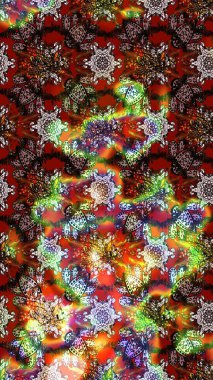 Çok kahverengi ve kırmızı zarif küçük çiçekler ve kahverengi ve kırmızı renkli komik böcekler, raster desen, illüstrasyon.