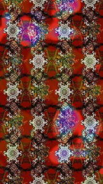 Çiçekli karalama şeklinde Raster çiçek deseni. Kahverengi ve kırmızı renkte çiçekler. Nazik, narin çiçek arkaplanı.