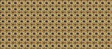 Kahverengi, bej ve nötr renklerde altın rengi ve altın elementler. Tekrarlayan elementlerle soyut arkaplan oluşturun. Raster illüstrasyonu. Kusursuz, klasik altın desen..