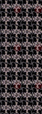 Çok renkli, zarif küçük çiçekler ve siyah renkli komik böcekler, raster desen, illüstrasyon..