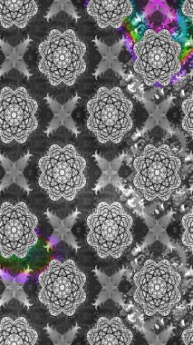 Gri ve beyaz renkli çiçekler. Çiçekli karalama şeklinde Raster çiçek deseni. Yumuşak, bahar çiçekli arka plan.