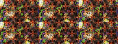 Kabile sanatı boho baskısı, klasik çiçek arkaplanı. Soyut etnik raster çizim kalıbı. Arkaplan dokusu, duvar kağıdı, kahverengi ve siyah renkli çiçek teması.