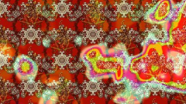 Raster Çiçek İllüstrasyonu 'nun şirin tekstili. Kahverengi ve kırmızı renkte etnik çiçeklerle süslenmiş zarif bir eskiz..