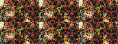 Kabile sanatı boho baskısı, klasik çiçek arkaplanı. Soyut etnik raster çizim kalıbı. Arkaplan dokusu, duvar kağıdı, kahverengi ve siyah renkli çiçek teması.