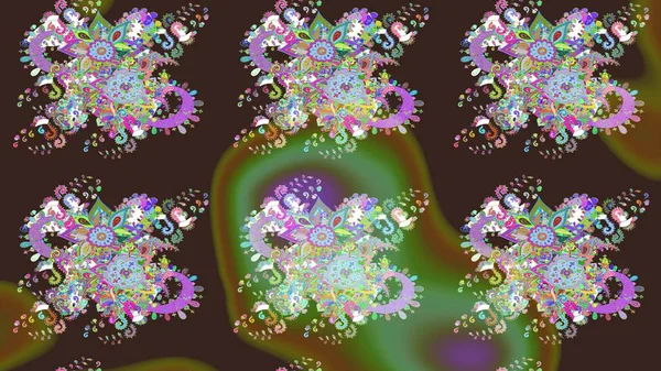 Hediye ambalaj kağıdı, tebrik kartları, posterler ve pankart tasarımı. Raster düz çiçek çizim deseni. Mor ve yeşil renkte çiçekler.