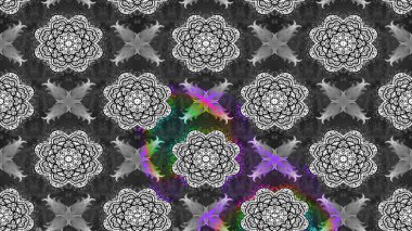 Gri ve siyah renkli çiçekler. Düz Çiçek Elementleri Tasarımı. Raster Illustrasyon 'daki Çiçek Deseni' nin son moda çizimi. Renkli Yaz Teması çizim şablonu.