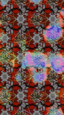 Çiçekli karalama şeklinde Raster çiçek deseni. Gri ve kahverengi renkli çiçekler. Yumuşak, bahar çiçekli arka plan.