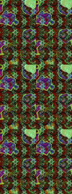 Yeşil ve kırmızı kıvırcık çiçekler yeşil ve kırmızı renklerde şekillenir. Klasik çiçek tasarımı elementleri. Raster illüstrasyonu.