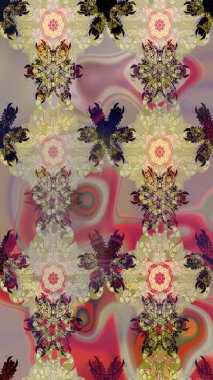 Bej ve nötr renkler üzerine çiçek eskizi. Raster illüstrasyonu. Şatafatlı bahar bahçesi dokusu. Çiçekler bej ve nötr renklerde. Çiçek deseni.