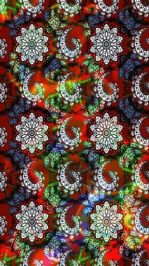 Çizim çiçek deseni duvar kağıdı, web sitesi arka planı, ambalaj kağıdı, davetiye, broşür, afiş veya web sitesi için kullanılabilir. Parlak elementlerin. El çizimi Raster illüstrasyonu.