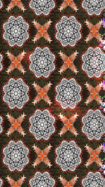 Patlayan çiçekler soyut olarak yerleştirilmiş. Raster illüstrasyonu. Gri ve kahverengi renklerde bahar çiçekleri. Raster deseni.