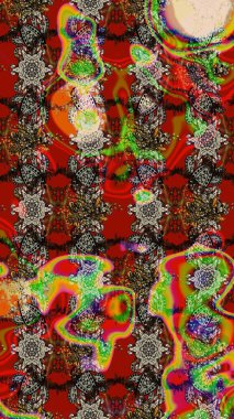 Kırmızı ve kahverengi renkte çiçeklerle çizilmiş çiçek deseni. Suluboya tarzında kırmızı ve kahverengi renkte çiçekler.