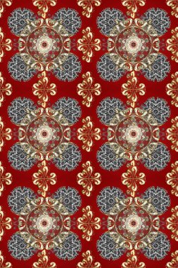 Barok tarzında kusursuz bir doğulu süsü. Raster geleneksel altın pürüzsüz desen kırmızı, gri ve kahverengi renkler.