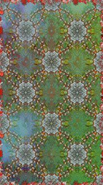 Çiçek kolajı. Küçük çiçekte güzel bir desen var. Doğa. - Yeşil çiçekler. Çiçek kompozisyonu. Çiçek arkaplan. Raster deseni.